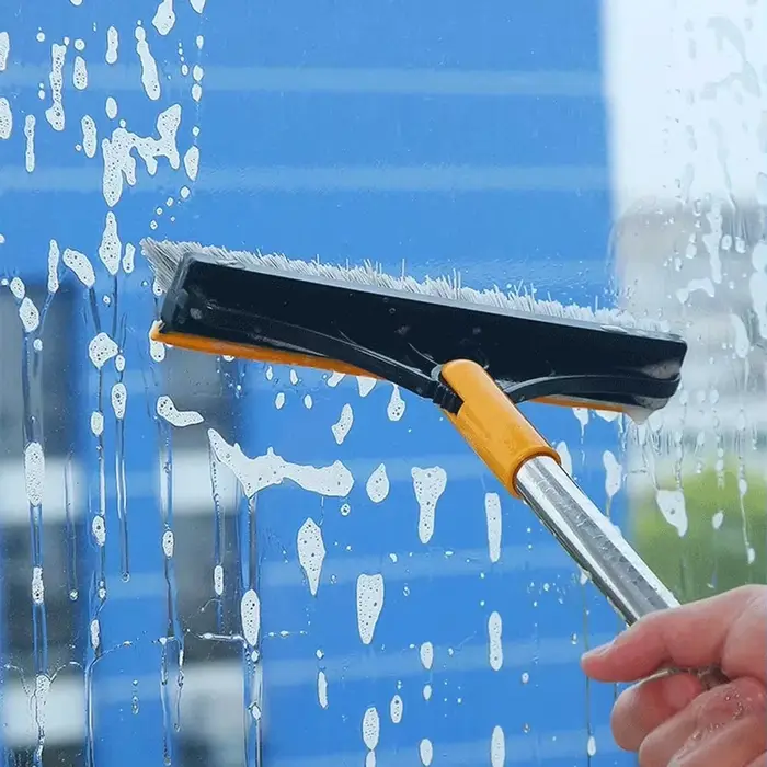 Brosse de nettoyage de sol 2 en 1, manche Long, essuie-glace de salle de bains, raclette de fenêtre à poils rigides, balai magique, vadrouille de sol, outils de nettoyage de carrelage de baignoire
