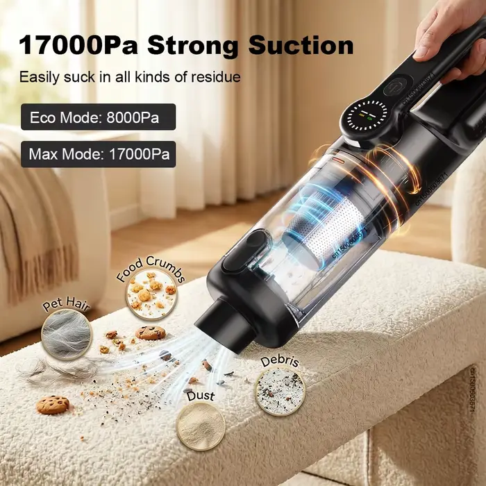 Aspirateur portable sans fil pour voiture et maison, mini aspirateur à main sans fil avec 6 brosses