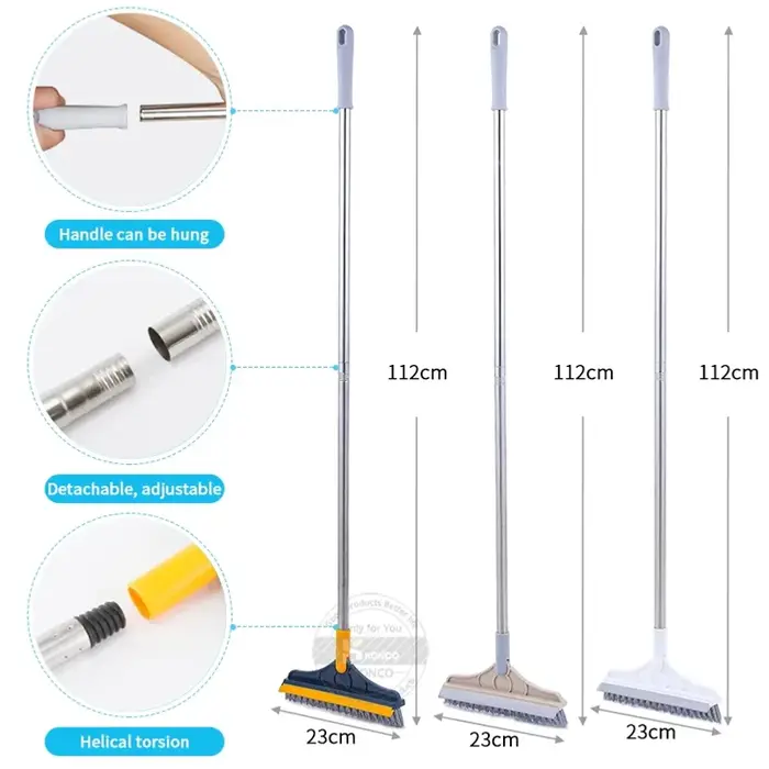 Brosse de nettoyage de sol 2-en-1 avec manche long