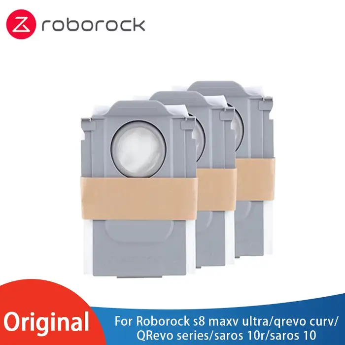 Original Roborock s8 maxv ultra/qrevo curv/série QRevo/saros 10r/saros 10 sacs à poussière accessoires sac