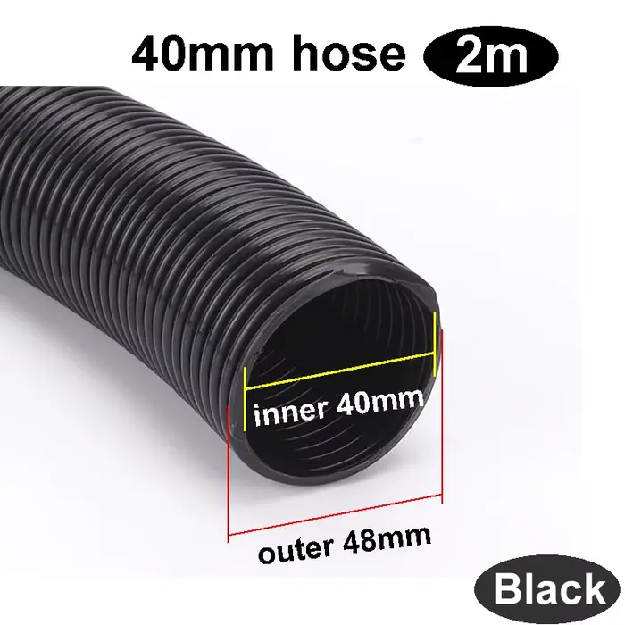 Tuyau fileté pour aspirateurs généraux, intérieur noir 25mm 28mm 32mm 40mm, pailles à soufflet, pièc