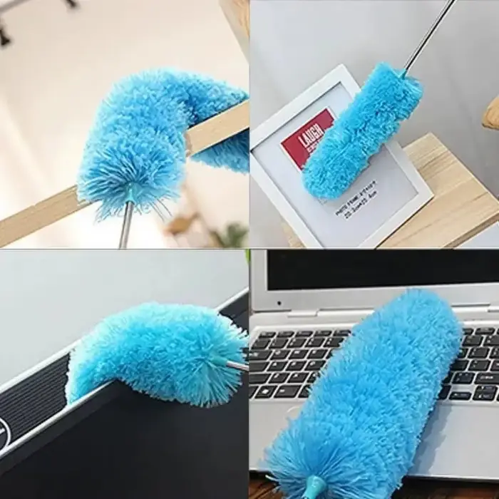 Brosse à poussière en microfibre avec manche extensible
