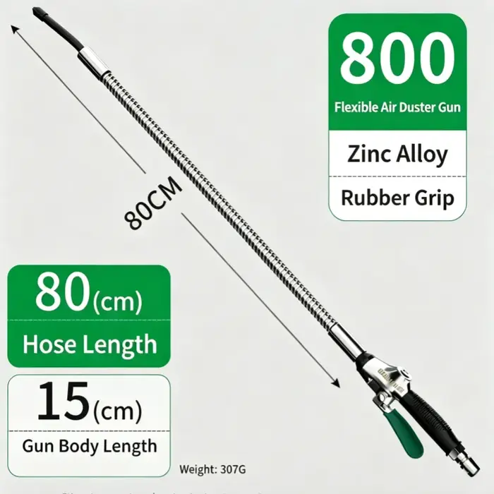 JUSTINLAU360Degree – Buse de soufflage d'air rotative à 360 degrés, accessoire extensible pour compresseur pneumatique, outil de nettoyage multi-angles pour dépoussiérage
