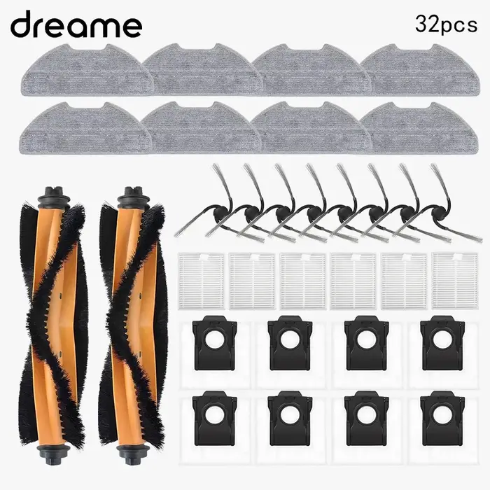Accessoires pour aspirateur robot Derame D20 Air Plus : sac à poussière, brosse en caoutchouc, brosse latérale, filtre HEPA, chiffons de nettoyage, pièces de rechange