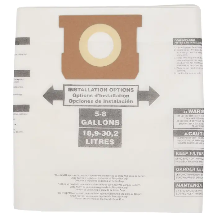 B15C 6 pièces sac à poussière sec universel 5 à 8 gallons aspirateurs pour magasin Vac 5-8 gallons R