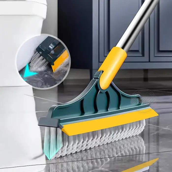 Brosse de nettoyage de sol 2-en-1 avec manche long
