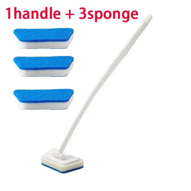 Brosse de nettoyage multifonctionnelle pour salle de bain, éponge à long manche amovible, pour sols,