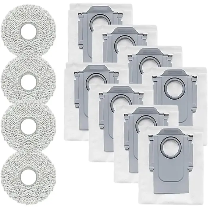 Pour Roborock QV 35A/QR 798/QR 598 Robot aspirateur-sacs à poussière (paquet de 12) comprend 4 chiffons et 8 sacs