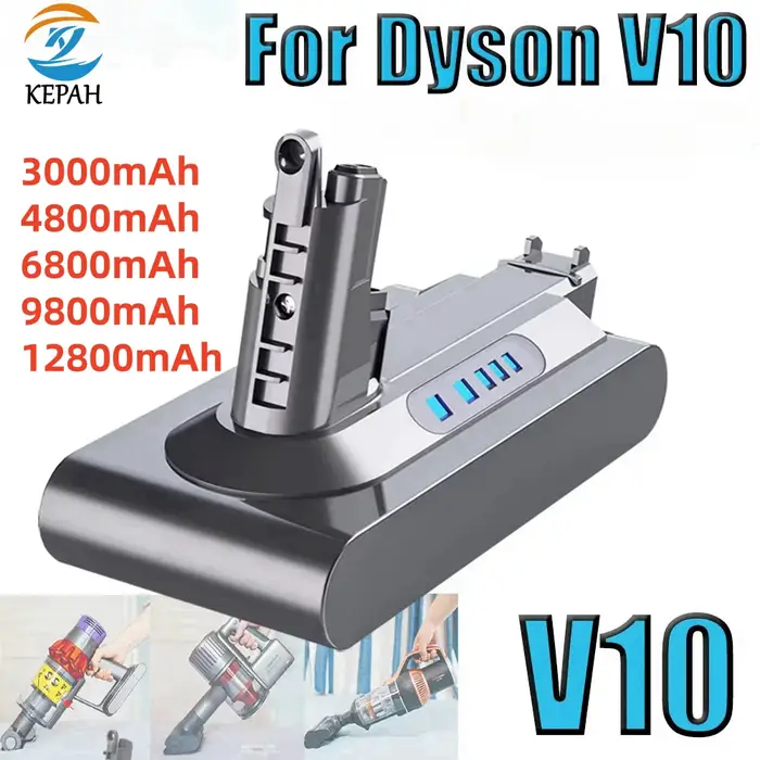 Batterie de remplacement V10 Lithium-ion 25.2V 12800mAh pour aspirateur Cyclone moelleux remplaçable absolu