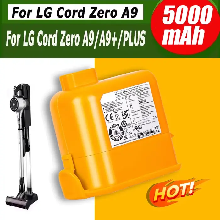 Nouvelle batterie d'aspirateur 5.0/6.0Ah EAC63758601 pour LG Cord Zero A9,Cord Zero A9 +,A9, Cord Ze