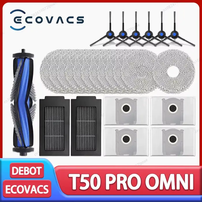 ECOVACS T50 PRO OMNI / T50 AUTO / DDX67 accessoires pour aspirateur Robot brosse latérale principale filtre Hepa vadrouille tissu sac à poussière pièces
