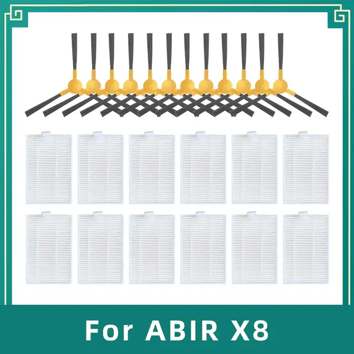 Compatible avec ABIR X8 Aspirateur Robot Brosse Latérale Filtre HEPA Accessoires Kit de Pièces de Re