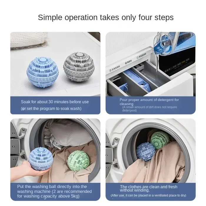 Boules à linge réutilisables, Anti-emmêlement, adoucisseur de tissus, détachant-boules à lessive écologiques, boules de sèche-linge