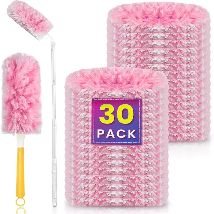 Plumeau à poussière compatible avec la tête de dépoussiérage Swiffer 360, rose