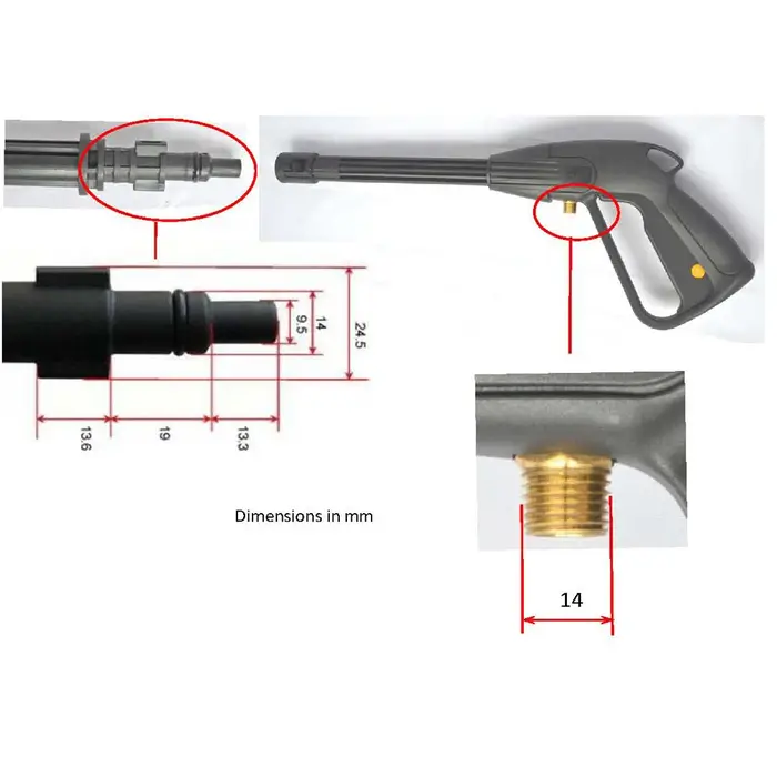 Pistolet de lavage de voiture haute pression avec lance et buse pour Champion Hammer Crosser