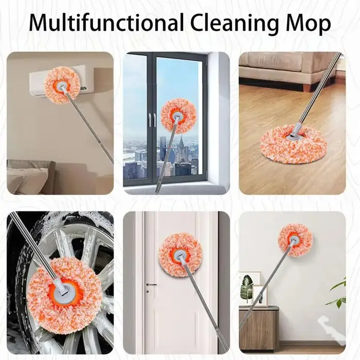Vadrouille à manche long 360 °   Chiffon de nettoyage rotatif en microfibre, utilisation sèche et humide, brosse à récurer la poussière des sols du plafond, fournitures de nettoyage ménager