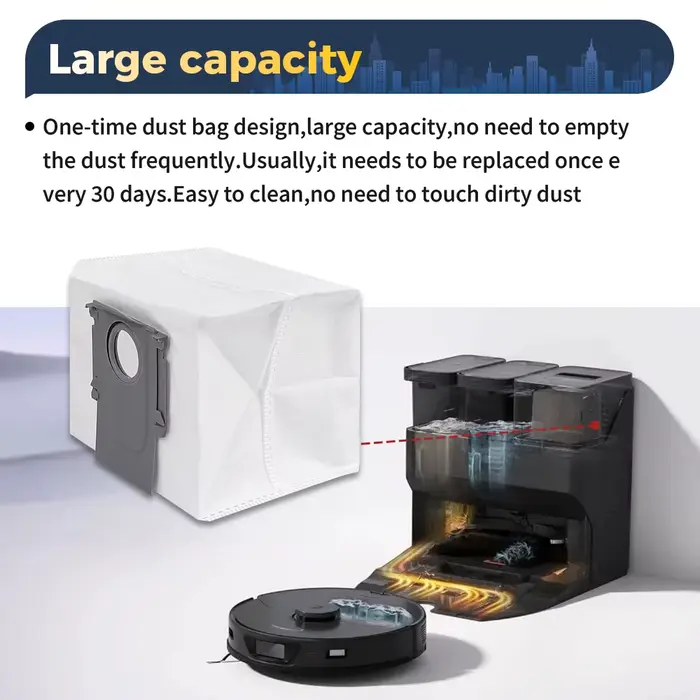 Sac à poussière pour Roborock Q5 Pro/Q5 Pro +/Q8 Max/Q8 Max +/Q7 Max/G20/S8/S8 +/G10S PRO/G20/S7/S8/S7 MaxV Ultra/S7 Pro Ultra/S8 Pro Ultra