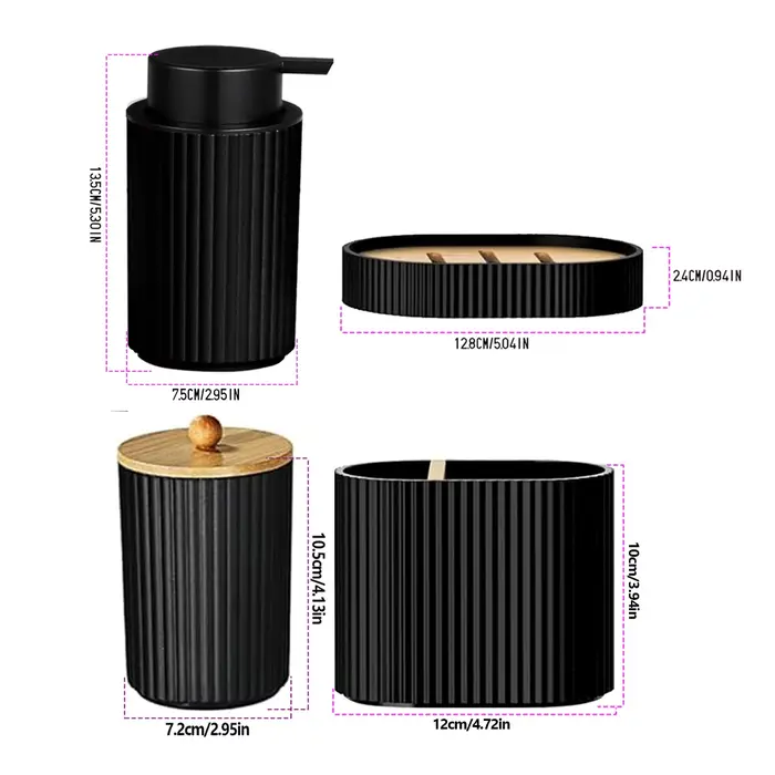 1 ensemble d'accessoires de salle de bain, porte-brosse à dents de bain noir, distributeur de savon 
