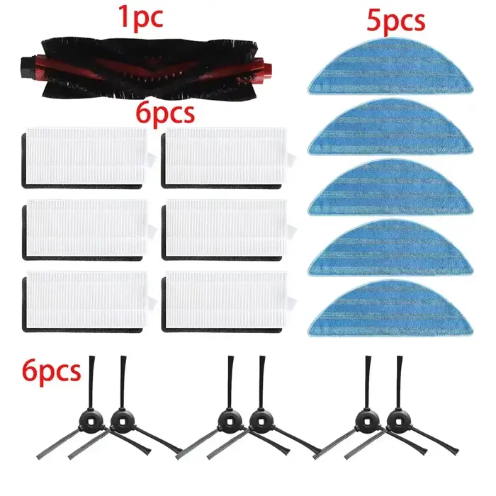 Kit d'accessoires pour aspirateur robot Lefant M200, M201, M50l'autorisation, M520, M571, T700, U180, rouleau brosse latérale, filtre HEPA, vadrouilles