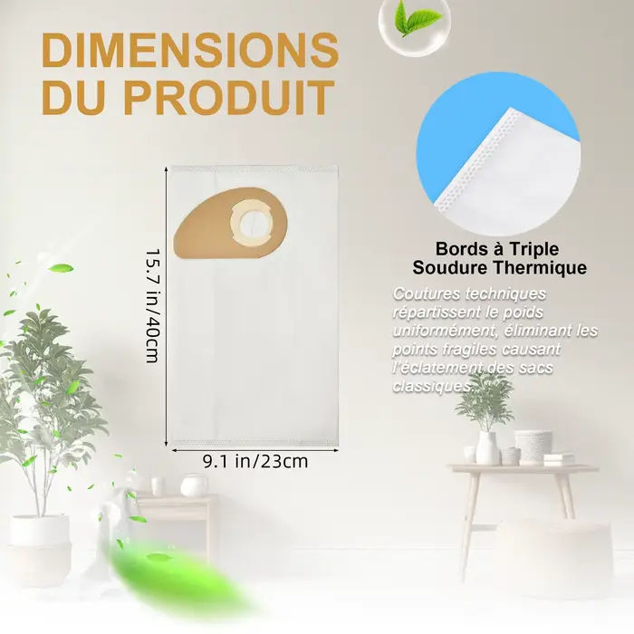 10 sacs d'aspirateur pour aspirateurs secs et humides Nilfisk Buddy II