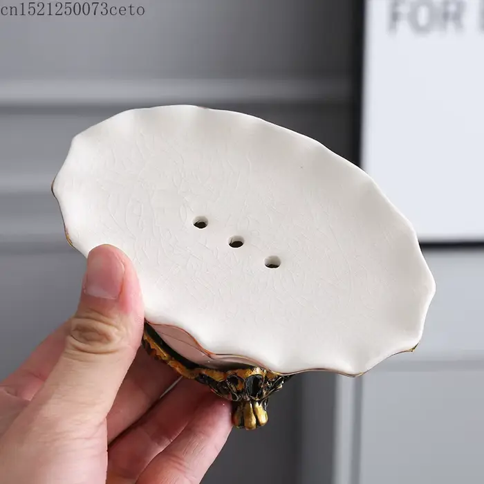 Porte-savon en céramique salle de bains 2 grilles boîte à savon Drain