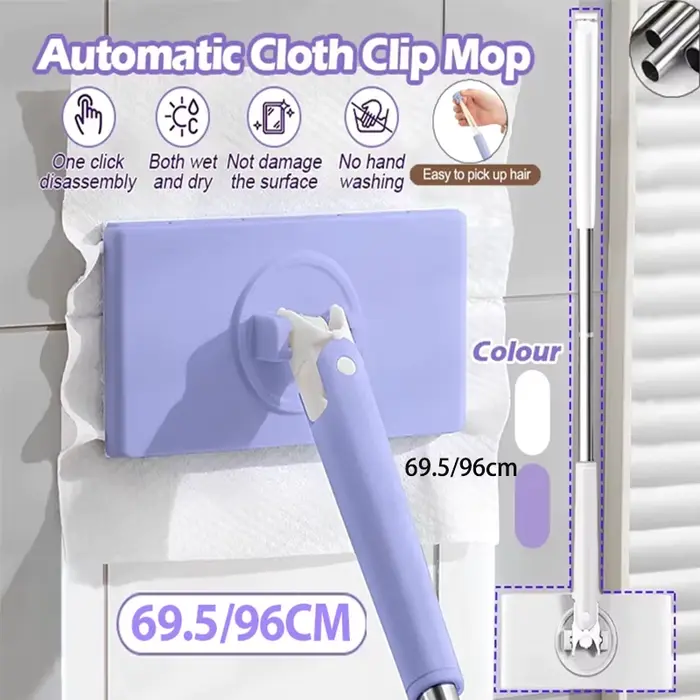 Grand balai de nettoyage mains libres pour fenêtres et sols 360 ° Nettoyeur de poussière rotatif automatique
