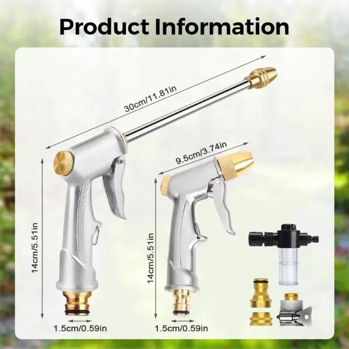 Pulvérisateur de nettoyage haute pression en acier inoxydable robuste pour lavage de voiture terrasse jardin et entretien extérieur durable