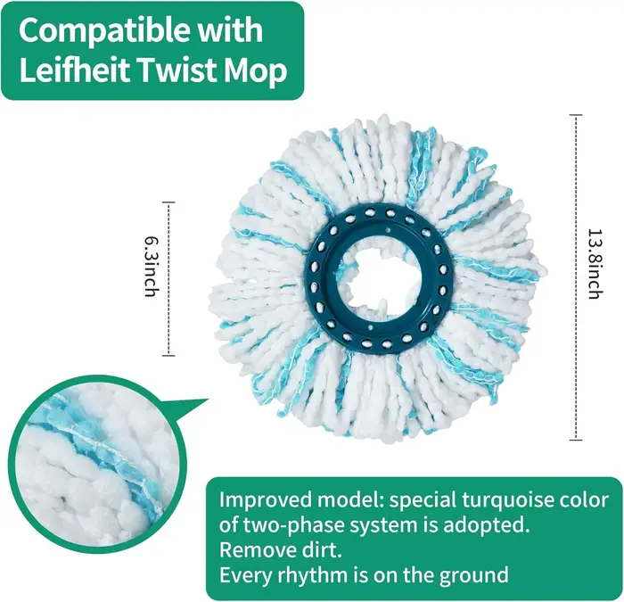Rechange Clean Twist Disc Mop pour Leifheit Serpillière