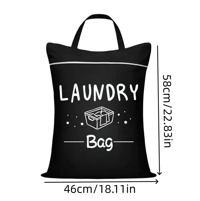 Sac à linge de voyage grande capacité 48*58cm, portable et résistant aux taches, avec poignée réglab
