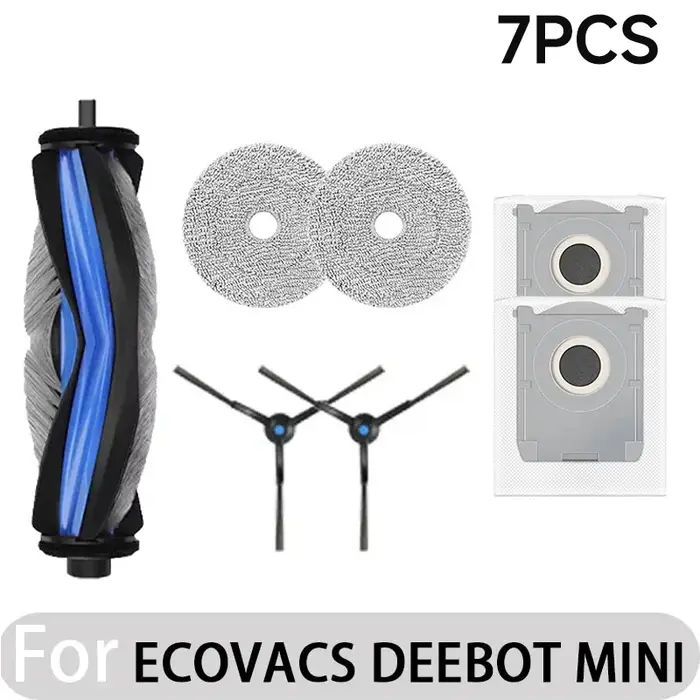 Accessoires pour robot aspirateur Ecovacs Deebot mini : brosse principale, chiffon de nettoyage, sac à poussière, brosse latérale