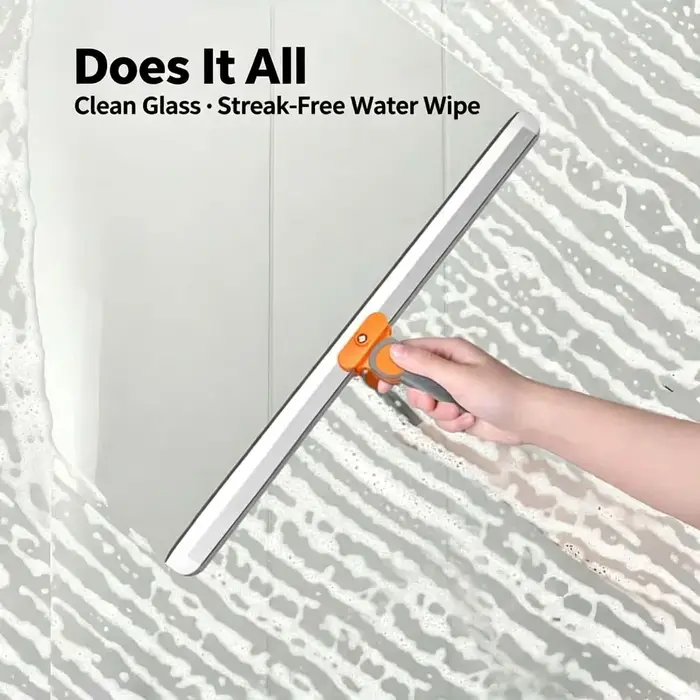 Balai serpillère télescopique multifonctionnel magique avec lame en silicone de 35-48 cm de large pour salle de bain, fenêtres, vitres, douche et dépoussiéreur de cuisine