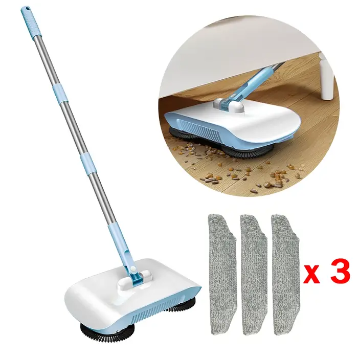 Balayeuse à pousser 3-en-1 pour le nettoyage domestique – Aspirateur humide et sec – Balai pour personne paresseuse