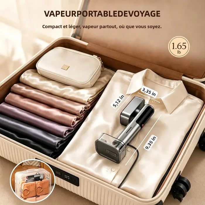NOUVEAU Fer à vapeur portable, générateur de vapeur double fonction (humide et sèche), 220 ml, défroisseur vapeur pour vêtements, idéal pour la maison et les voyages