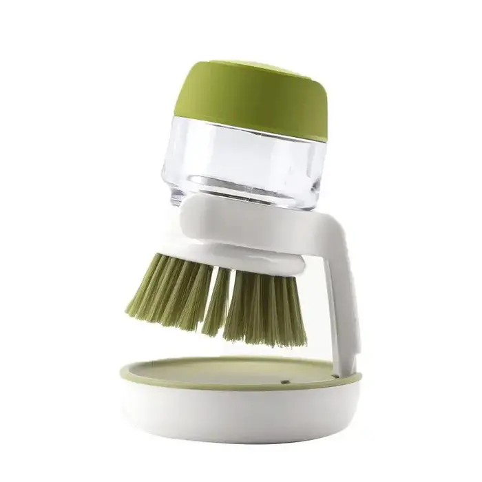 Brosse de nettoyage ménager multi-usages 2-en-1 avec distributeur de savon et manche