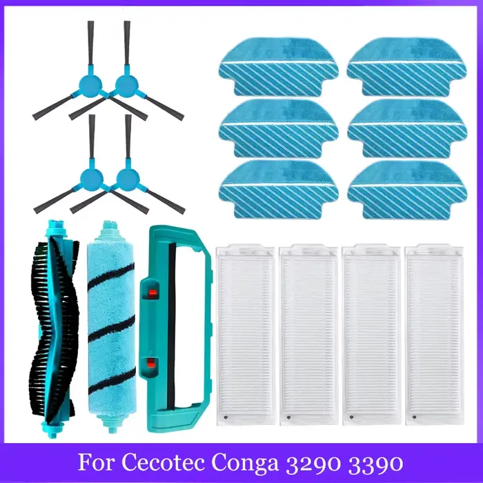 Pour Cecotec Conga 3290 3390 3490 3590 3690 3790 3890 Ultra titane aspirateur vitale brosse latérale principale filtre Hepa pièce de rechange