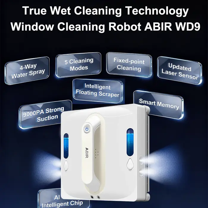 Robots nettoyeurs de vitres ABIR WD9 avec pulvérisation d'eau 4 directions