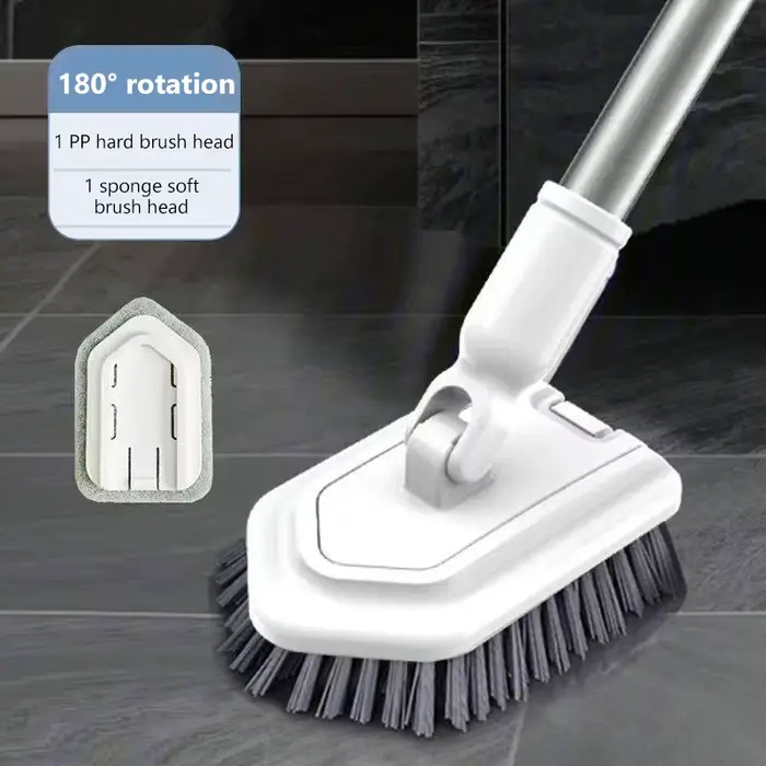 Brosse de nettoyage pour salle de bain 95 cm, outil multifonctionnel, manche long, brosse amovible p