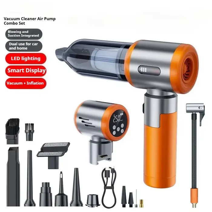 Mini aspirateur de voiture 2-en-1 avec pompe à air, aspirateur portable sans fil pour voiture et mai