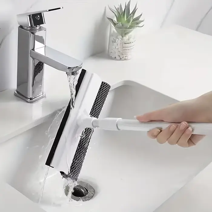 Nettoyeur de vitres double face 2-en-1 avec manche télescopique