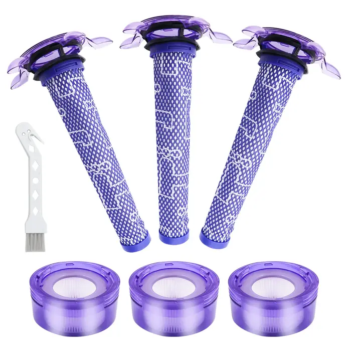 3 pré-filtres + 3 post-filtres HEPA + 1 brosse pour aspirateur Dyson V8 V7