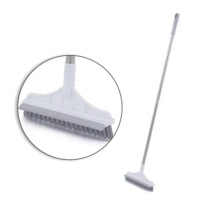 Brosse de sol rotative 2 en 1, manche Long, poils rigides, raclette pour salle de bains, cuisine, fe
