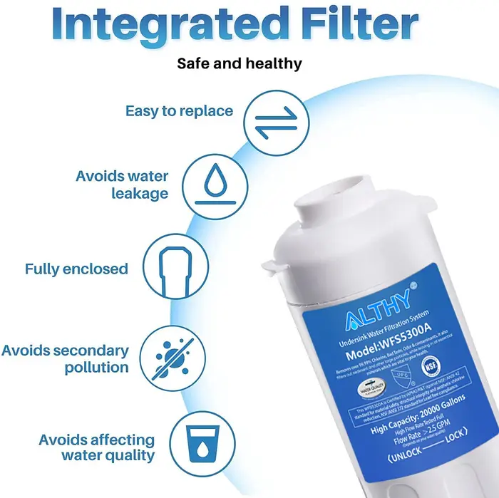 Filtre à eau de remplacement pour ALTHY WFS5300A, sous évier, connexion directe sous le comptoir, sy
