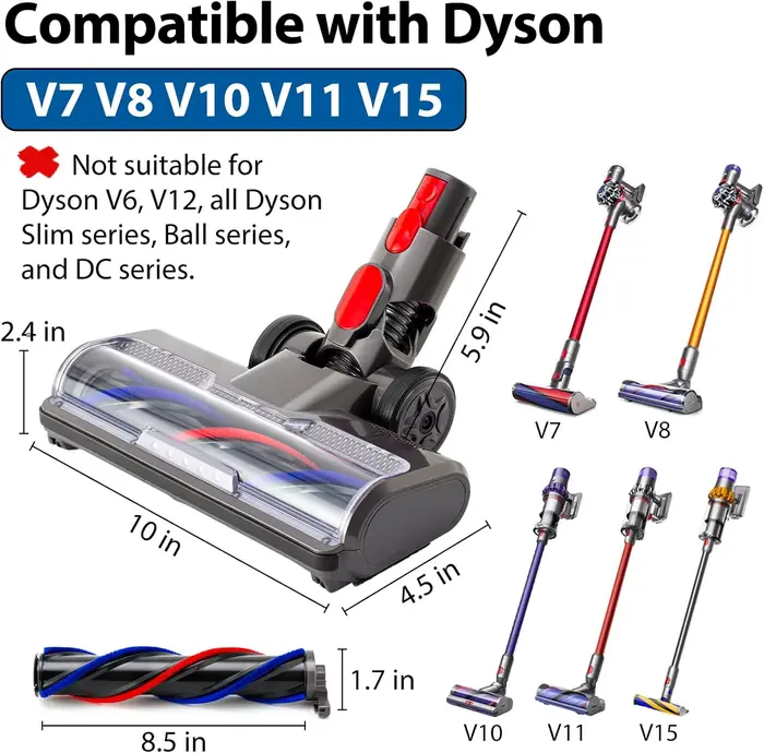 Tête de brosse de nettoyage pour aspirateur Dyson V7 V8 V10 V11 V15