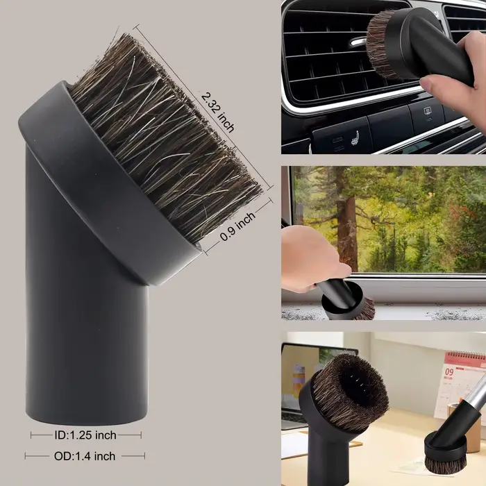 Tête de brosse ronde en crin de cheval pour aspirateur domestique