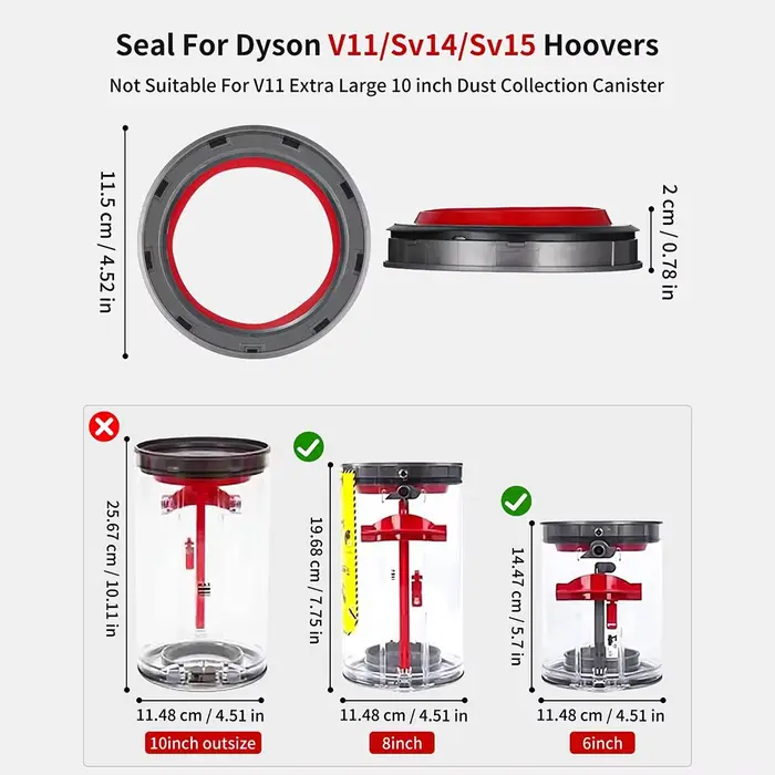 Bague d'étanchéité supérieure fixe pour aspirateur Dyson V11 V15 SV14 SV15 SV22