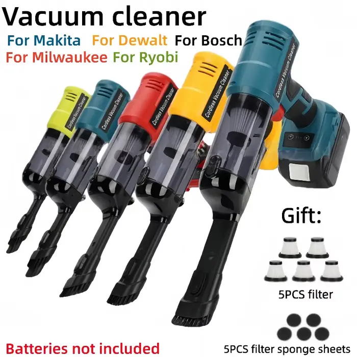 Aspirateur sans fil 240 W adapté à la batterie Dewalt/Makita/Milwaukee/Bosch/Ryobi 18 V