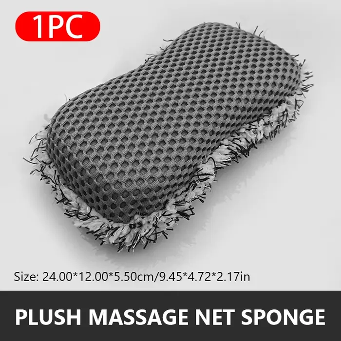 SEAMETAL éponge de lavage de voiture en microfibre filet de Massage en peluche double face brosse de nettoyage de roue