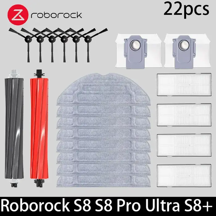 Roborock S8 S8 Pro Ultra S8 + Robot aspirateur pièces de rechange brosses latérales principales tissus de vadrouille filtres HEPA sacs à poussière accessoires