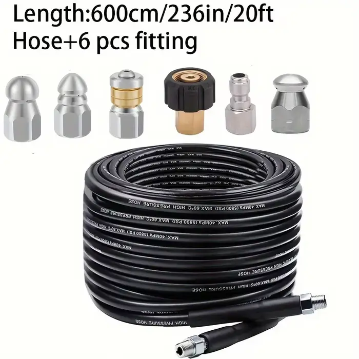 Kit de nettoyage de canalisations 5800PSI, buse et tuyau rotatifs haute pression, outil de vidange b