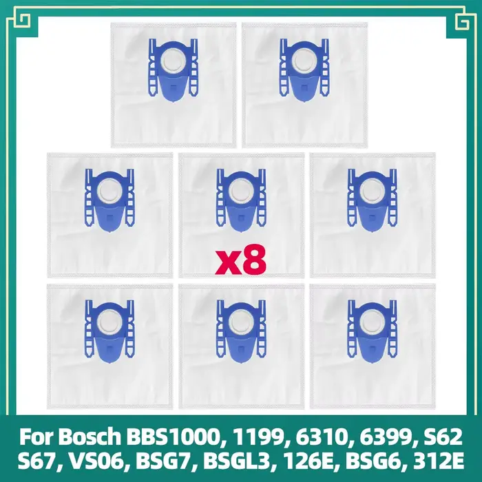 Sac à poussière de rechange compatible avec l’aspirateur Bosch BBS1000 1199 6310 6399 S62 S67 VS06 BSG7 BSGL3 126E BSG6 312E